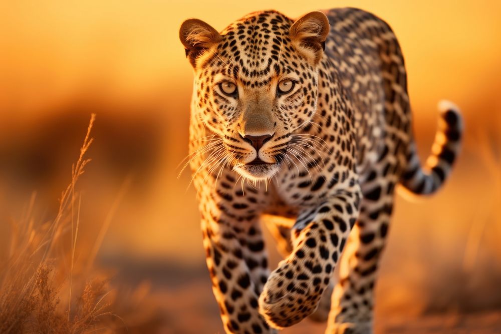 Leopard Walking leopard wildlife cheetah. AI generated Image by rawpixel.