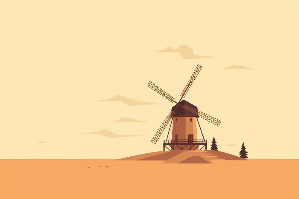 Windmill windmill outdoors architecture. AI generated Image by rawpixel.