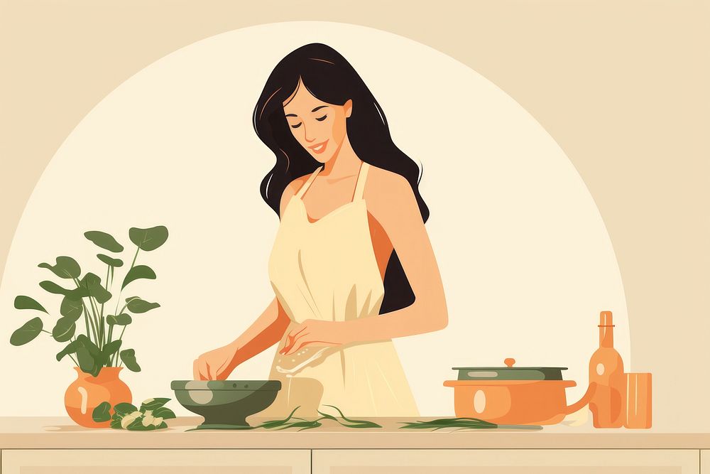 Beautiful Woman cooking adult plant woman. AI generated Image by rawpixel.