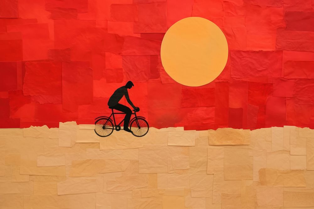 A man riding bicycle vehicle sports art. AI generated Image by rawpixel.