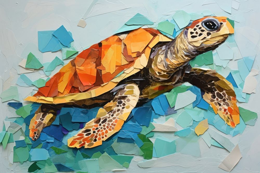 A sea turtle art reptile animal. AI generated Image by rawpixel.