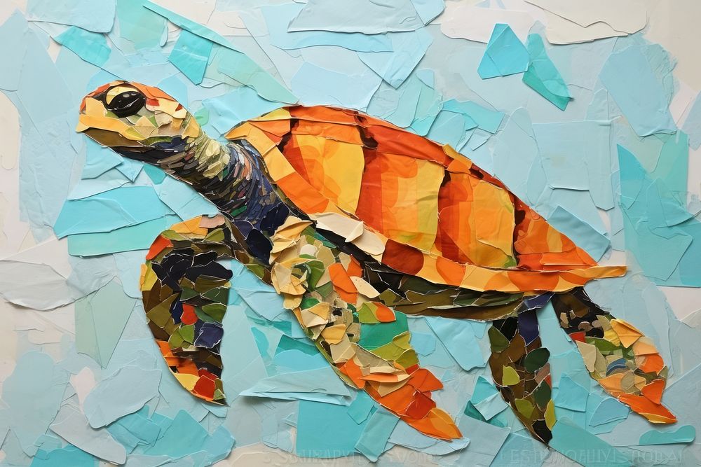 A sea turtle art reptile animal. AI generated Image by rawpixel.