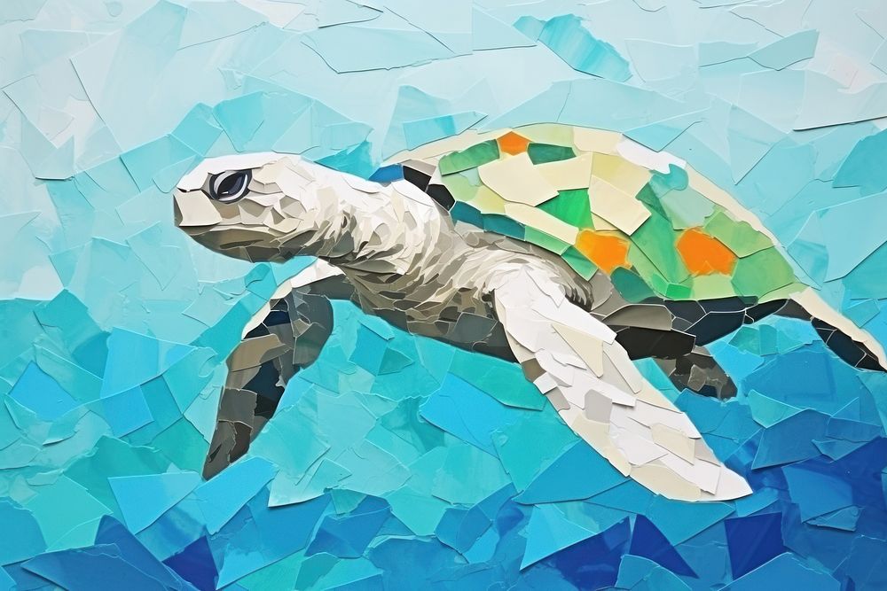 A sea turtle reptile animal art. AI generated Image by rawpixel.
