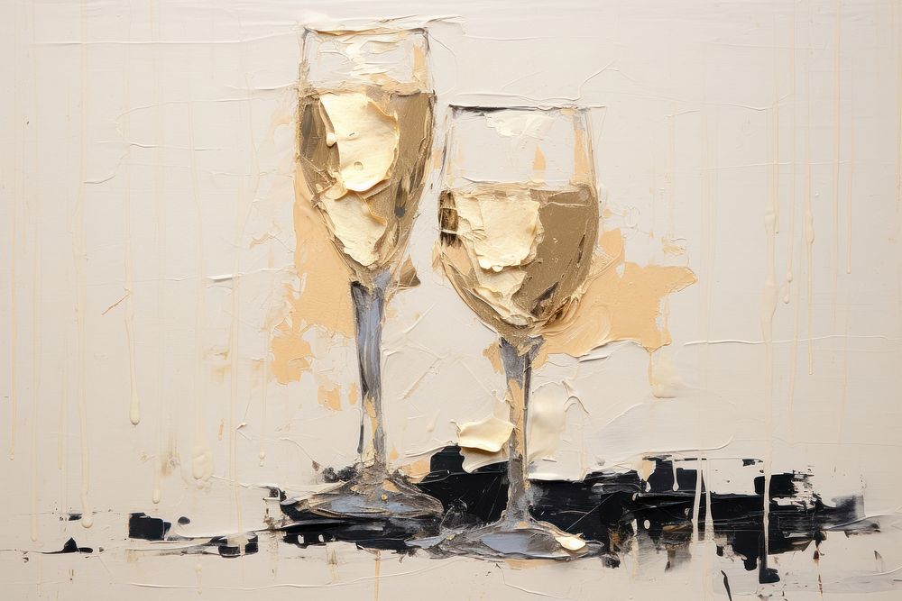 Champagne painting glass drink. AI generated Image by rawpixel.