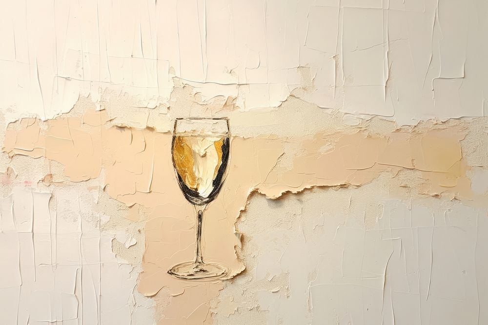 Champagne ripped paper collage glass drink. AI generated Image by rawpixel.