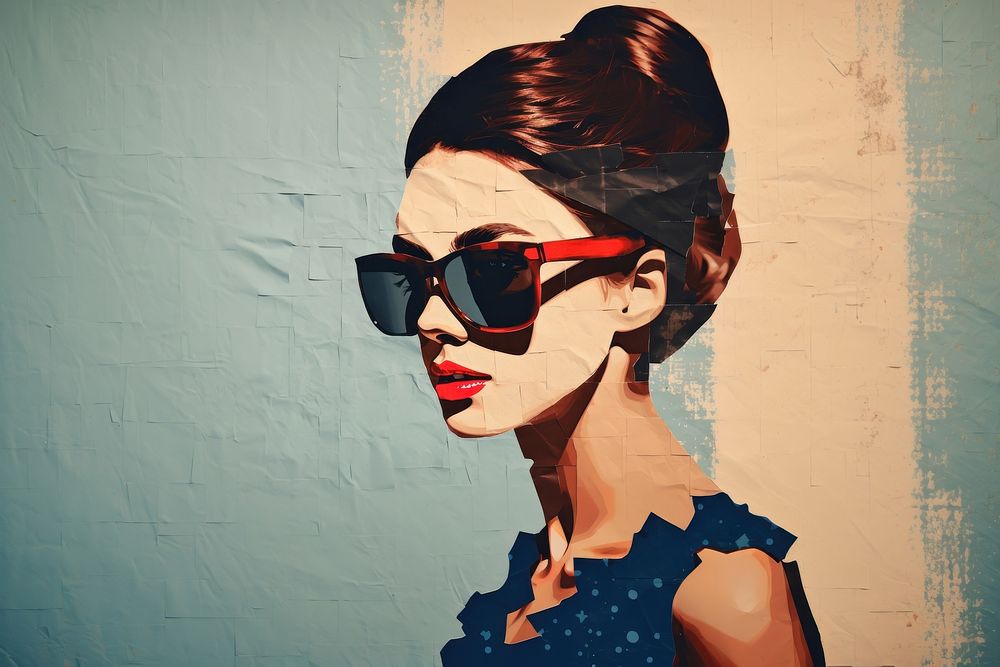 Woman wearing sunglasses art painting portrait