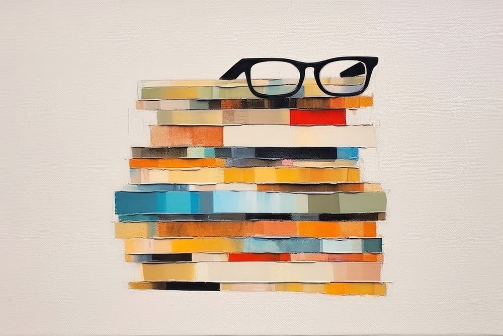 Glasses art painting collage. 