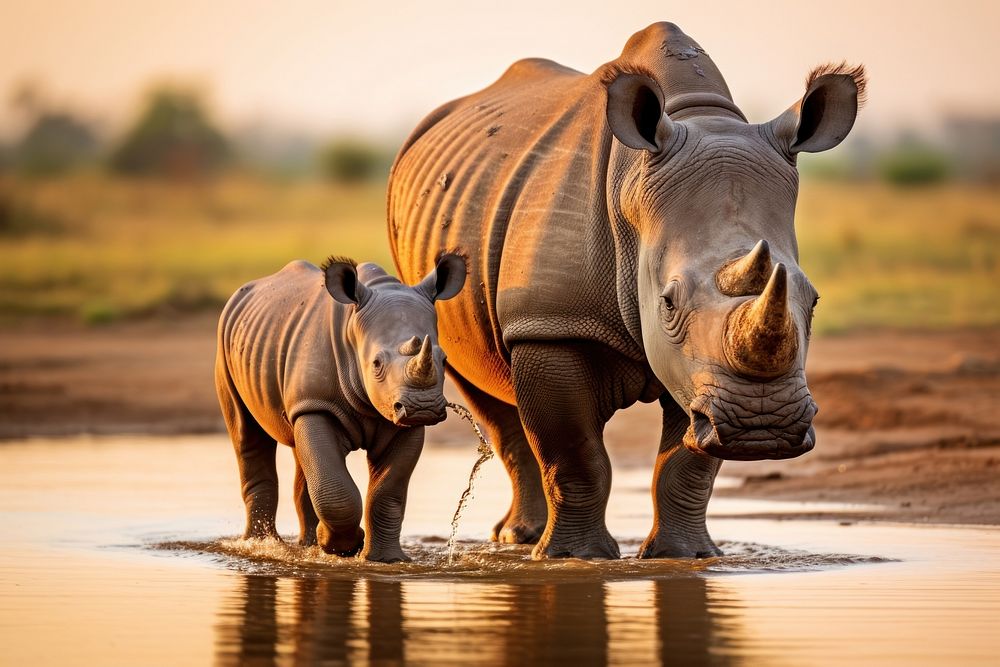 Wildlife animal mammal rhino. AI generated Image by rawpixel.