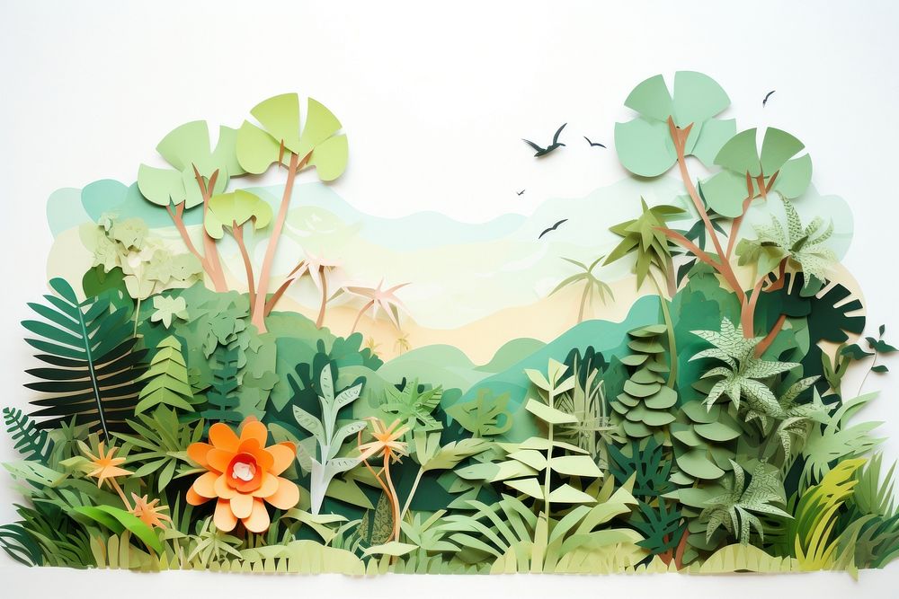 Landscape jungle vegetation outdoors painting. AI generated Image by rawpixel.
