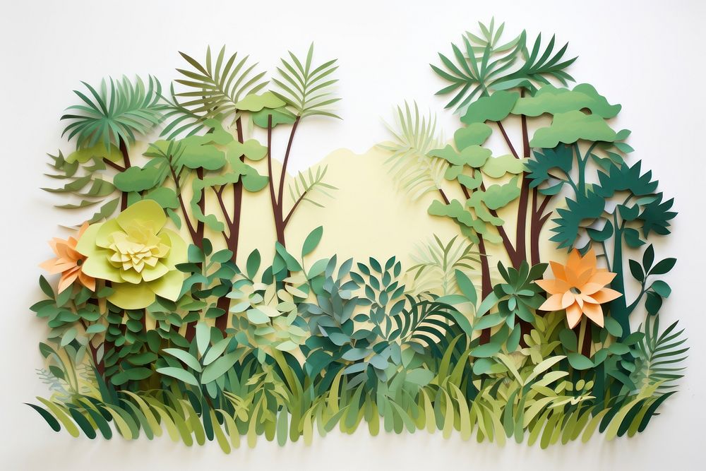 Landscape jungle vegetation painting pattern. AI generated Image by rawpixel.