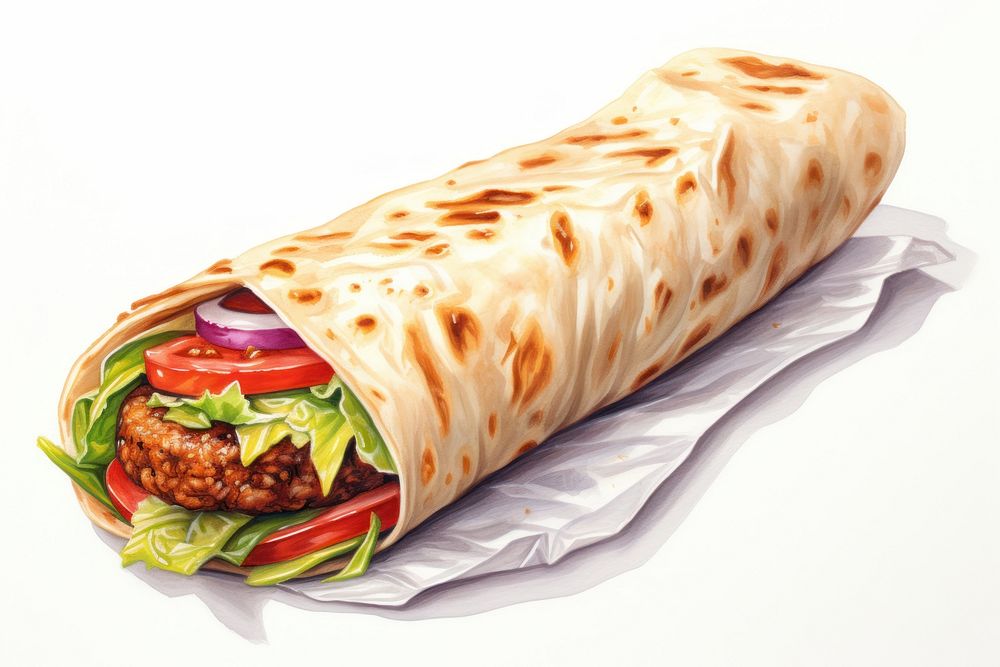 Kebab food bread white background. AI generated Image by rawpixel.