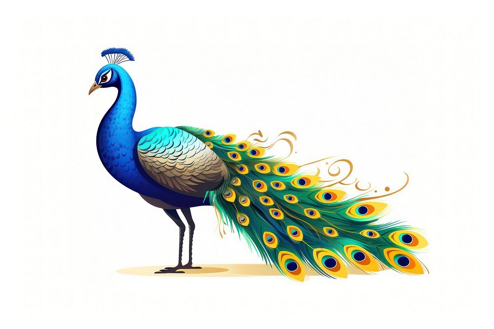 Peacock cartoon peacock animal bird. AI generated Image by rawpixel.