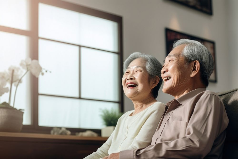 Elder korean laughing adult togetherness. AI generated Image by rawpixel.