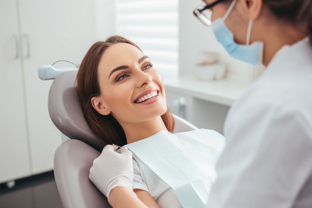 Dentist patient adult woman. 