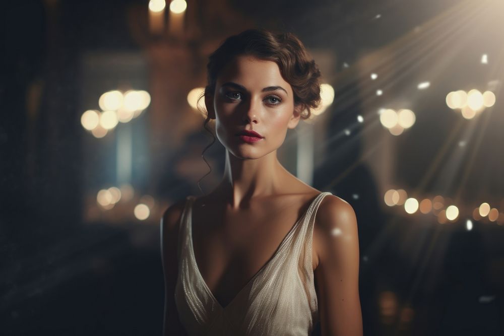 A happy elegant girl portrait lighting adult. AI generated Image by rawpixel.