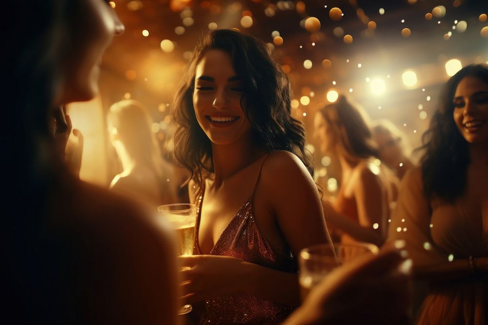 A happy elegant girls party lighting adult. AI generated Image by rawpixel.