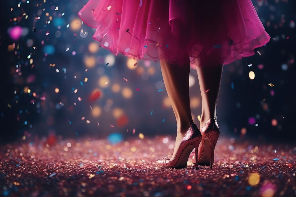 Shoe confetti illuminated celebration. AI generated Image by rawpixel.