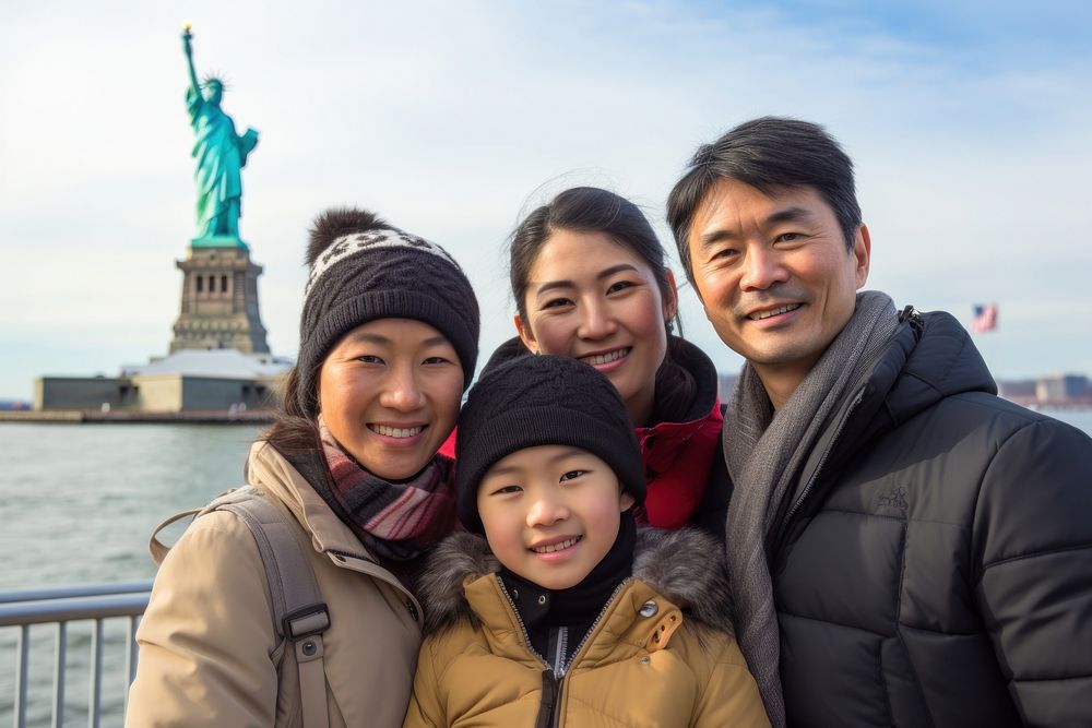 Family selfie ferry asian. AI generated Image by rawpixel.