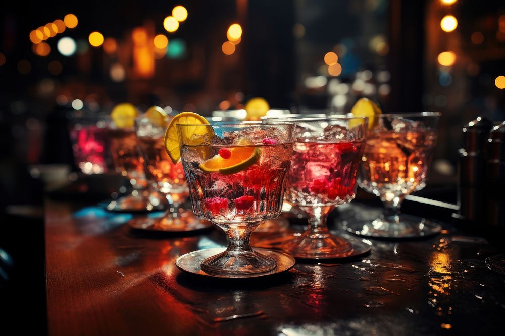 Cocktails party drink glass night. AI generated Image by rawpixel.