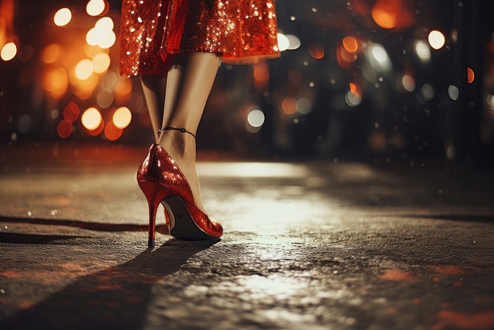 Shoe footwear rain illuminated. AI generated Image by rawpixel.