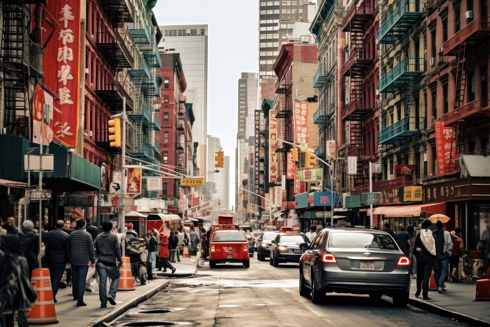 China town people NYC street. AI generated Image by rawpixel.