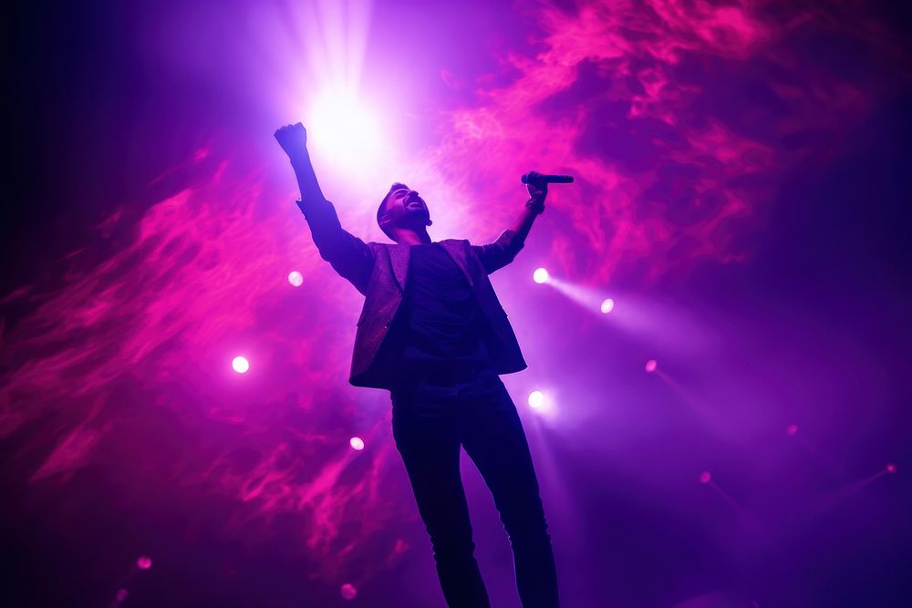 Singer concert purple light. AI generated Image by rawpixel.