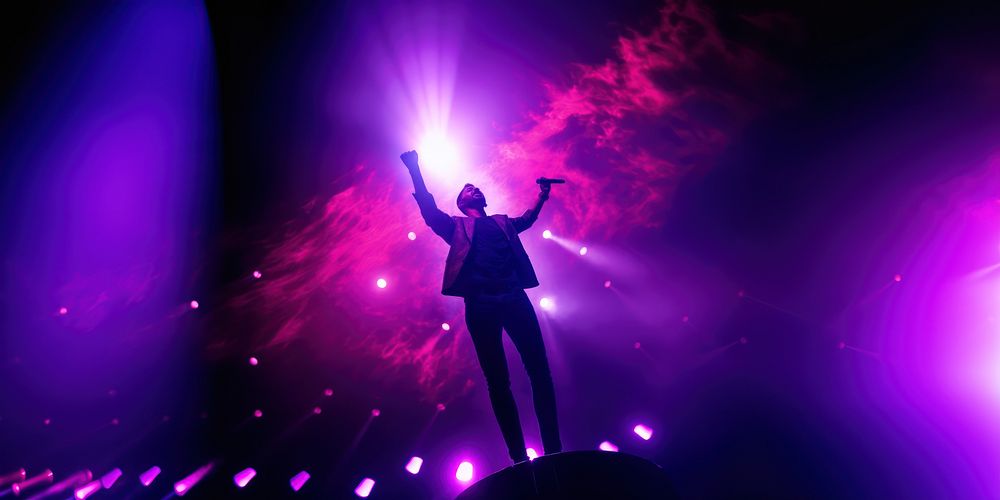 Singer concert singing purple. AI generated Image by rawpixel.