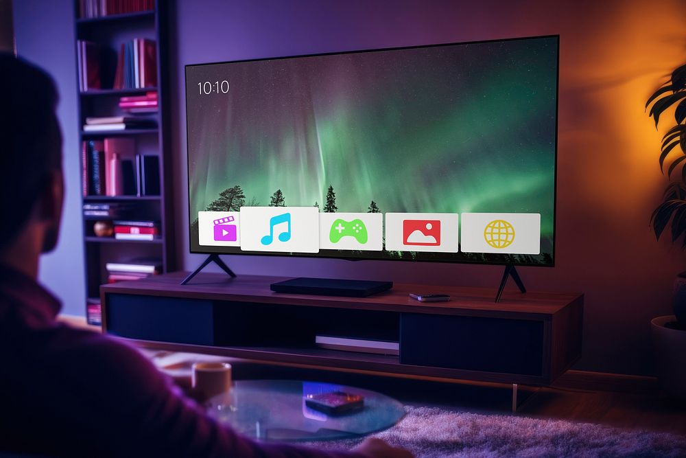 Smart TV screen mockup, realistic digital device psd