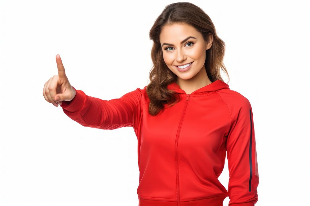 Sport woman pointing sweater sports finger. AI generated Image by rawpixel.