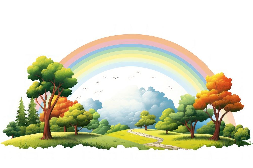 Rainbow 2d landscape outdoors rainbow. AI generated Image by rawpixel.