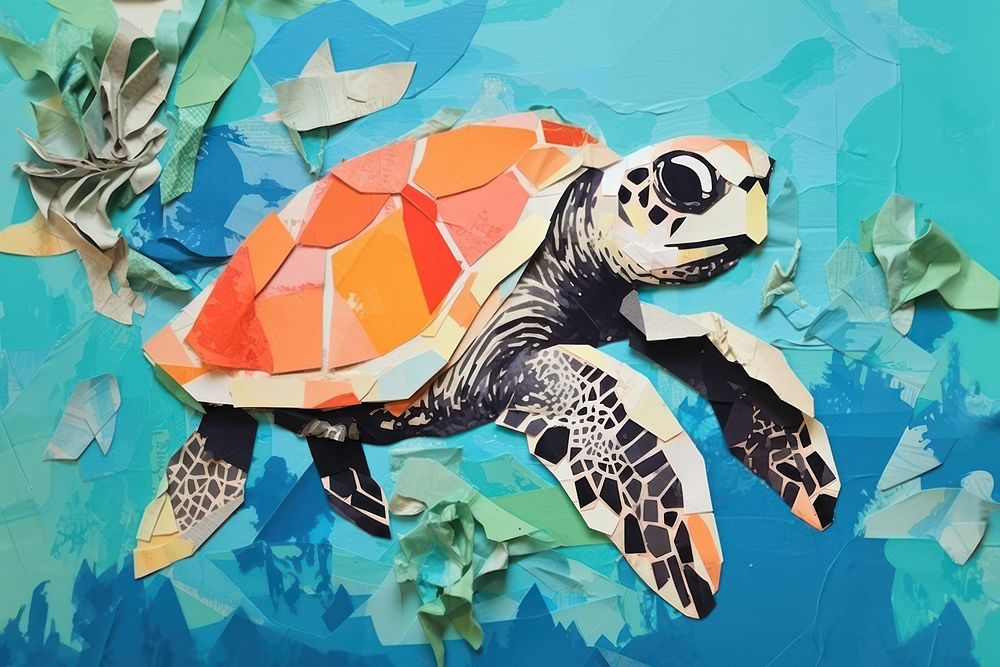 Sea turtle reptile animal art. AI generated Image by rawpixel.