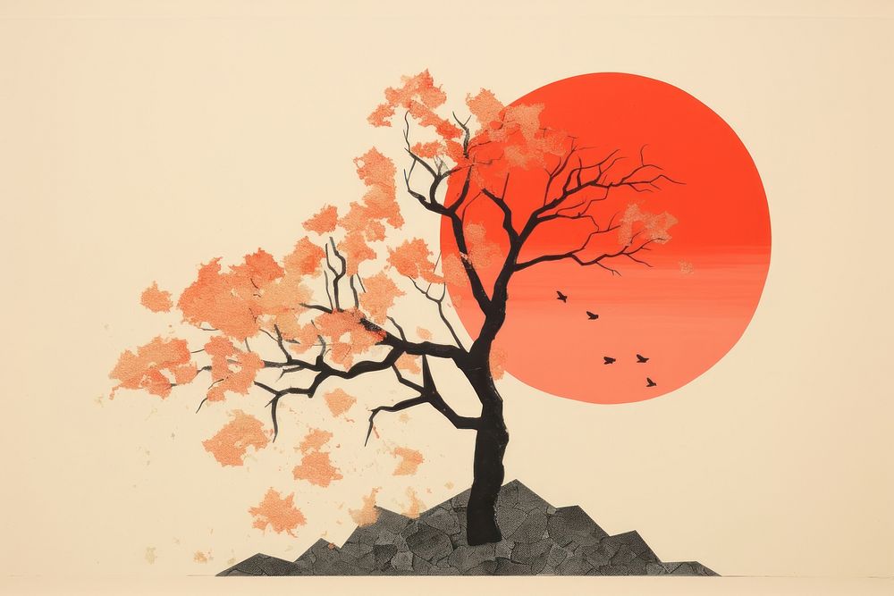 Autumn tree art plant tranquility. AI generated Image by rawpixel.