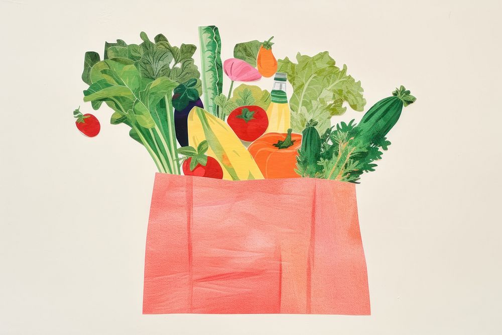 Grocery bag vegetable plant food. AI generated Image by rawpixel.