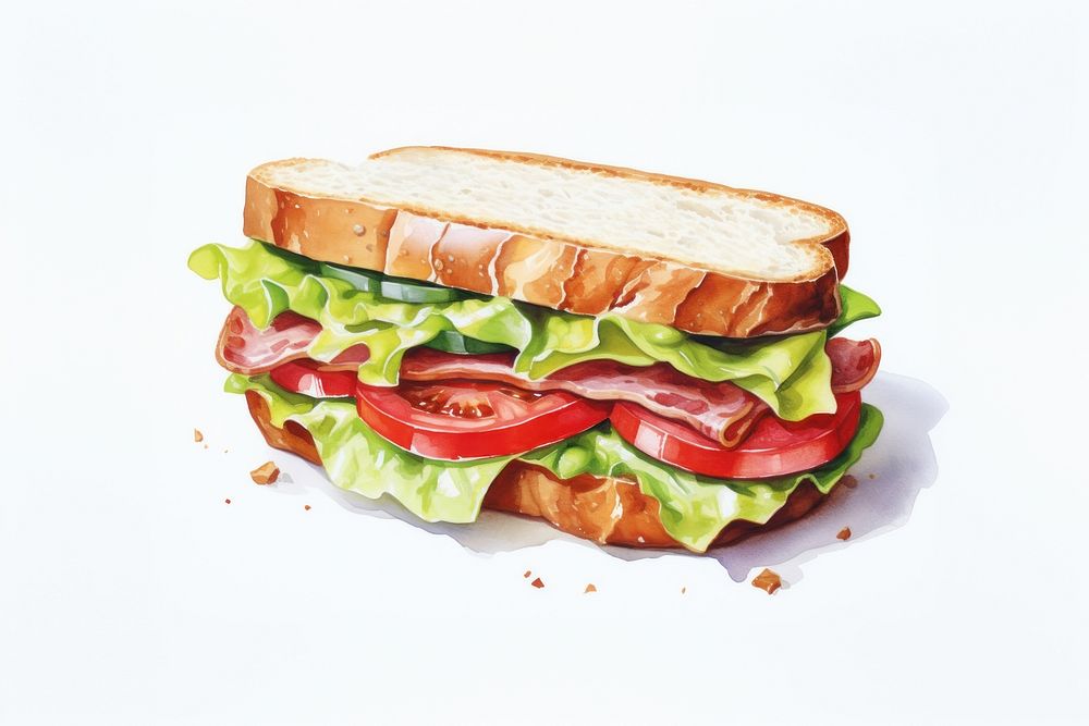 Sandwich bread food white background. AI generated Image by rawpixel.