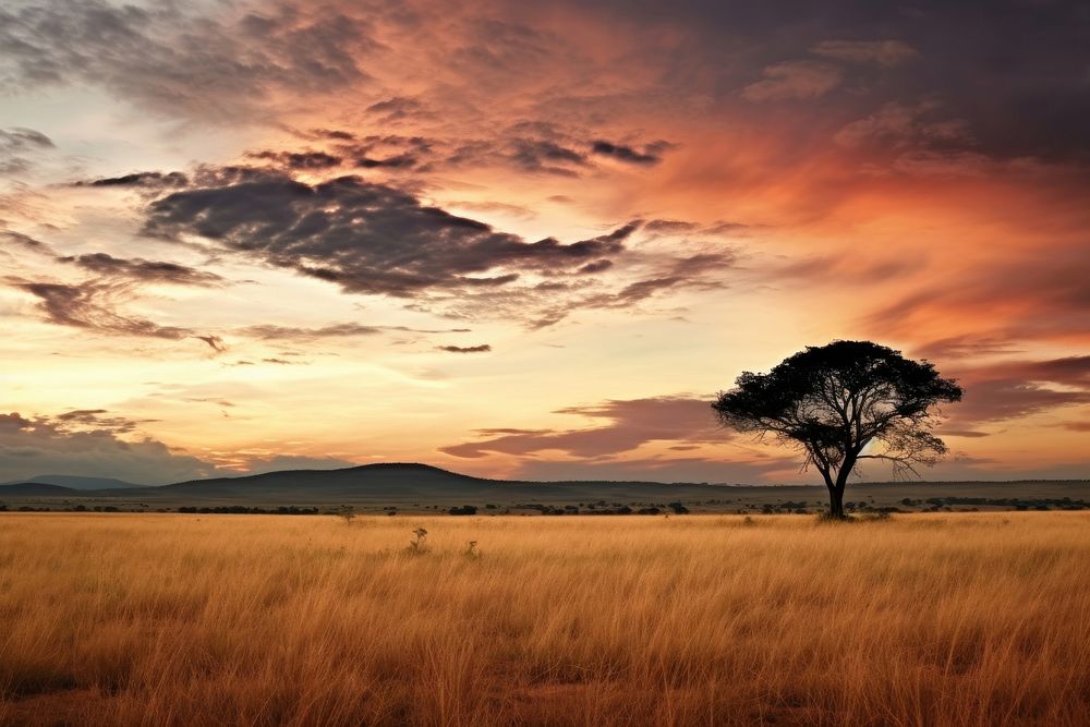 Savanna grassland savanna landscape. AI generated Image by rawpixel.