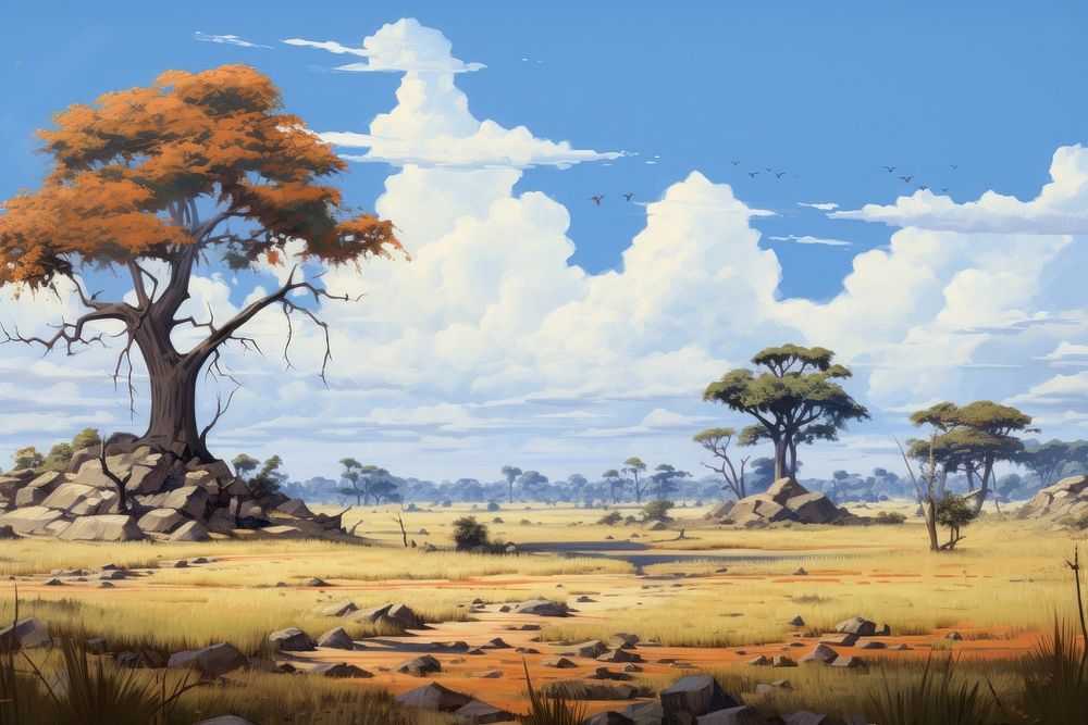 Savanna landscape grassland outdoors.