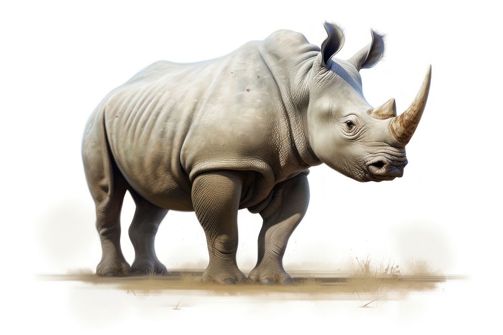 A rhino attack wildlife animal mammal. AI generated Image by rawpixel.