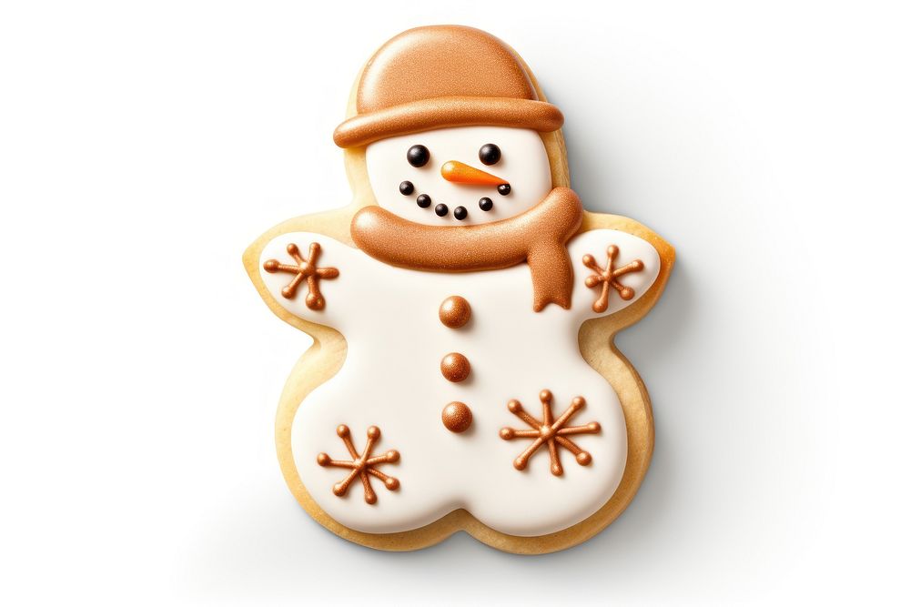 Snowman sugar cookie gingerbread dessert winter. 