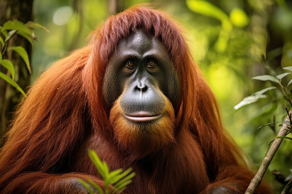 Sumatran Orangutan orangutan wildlife monkey. AI generated Image by rawpixel.