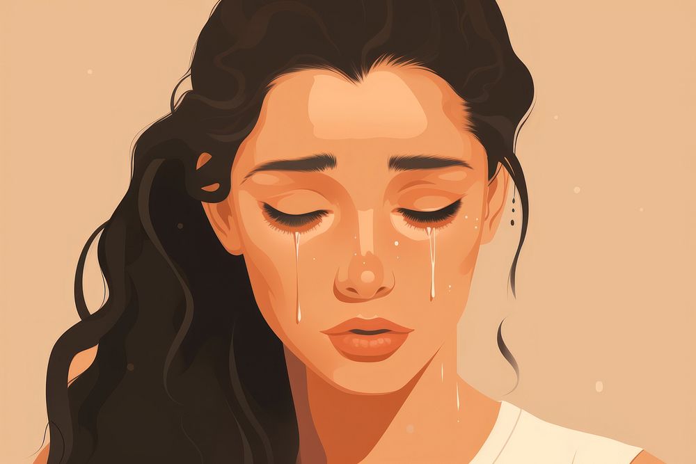 Freckle woman crying portrait adult disappointment. AI generated Image by rawpixel.