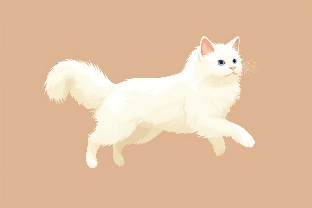 Jumping white cat animal mammal pet. AI generated Image by rawpixel.