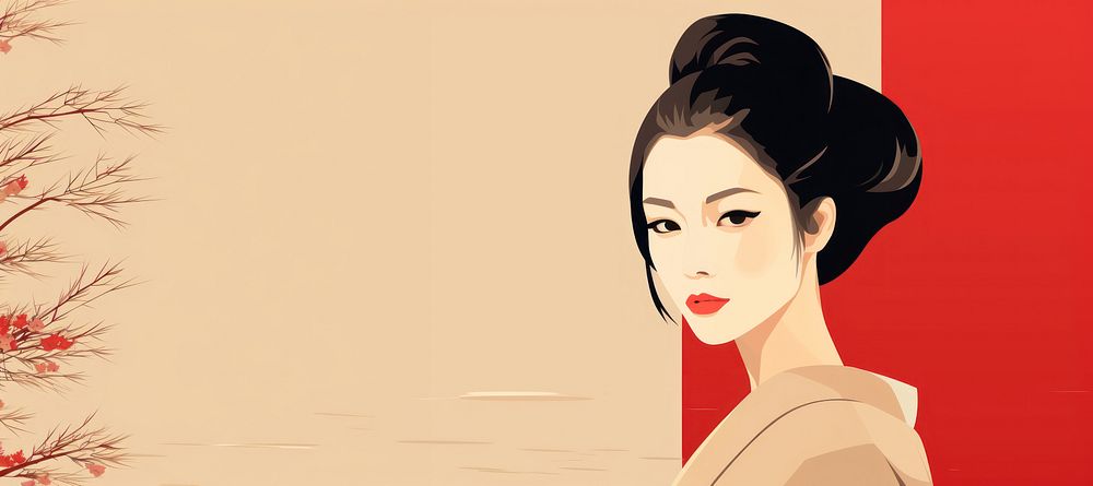 Japanese woman adult hairstyle lipstick. AI generated Image by rawpixel.