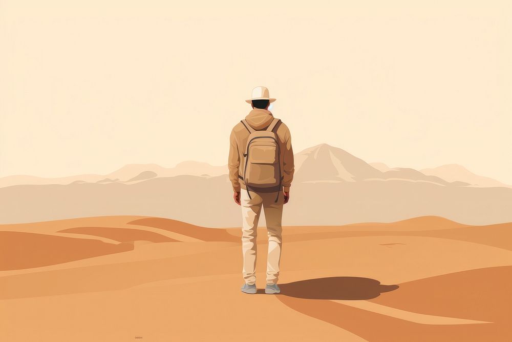 Man traveller standing outdoors backpack. AI generated Image by rawpixel.