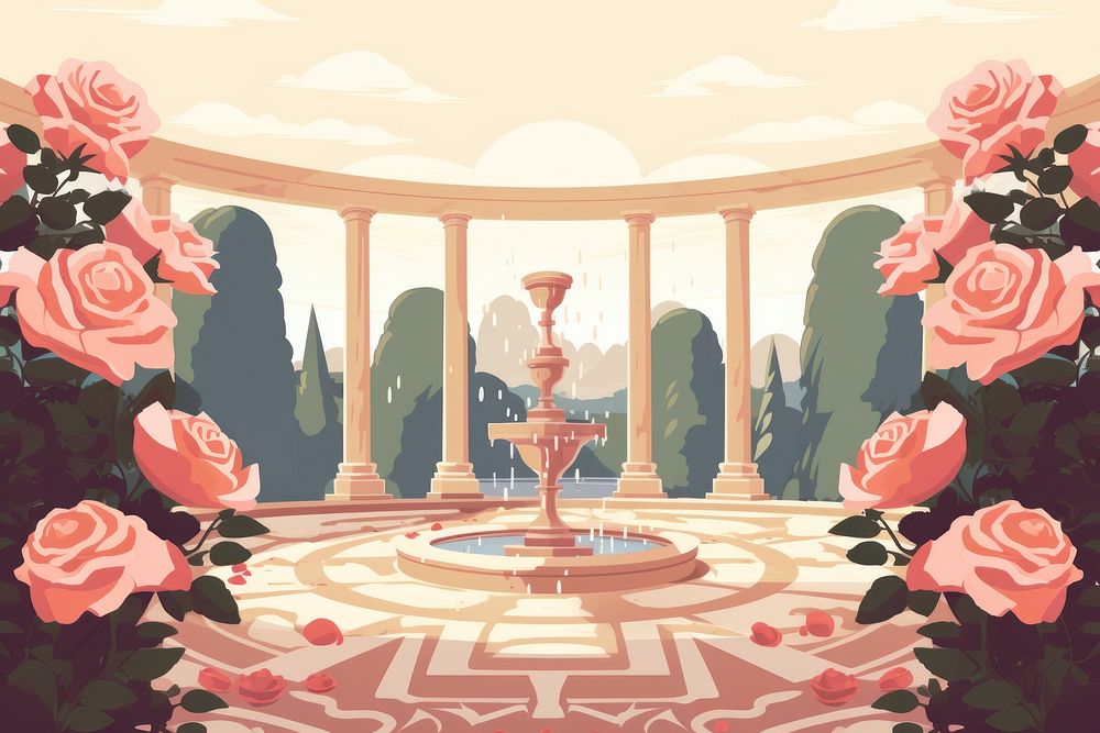 Rose garden architecture pattern flower. AI generated Image by rawpixel.
