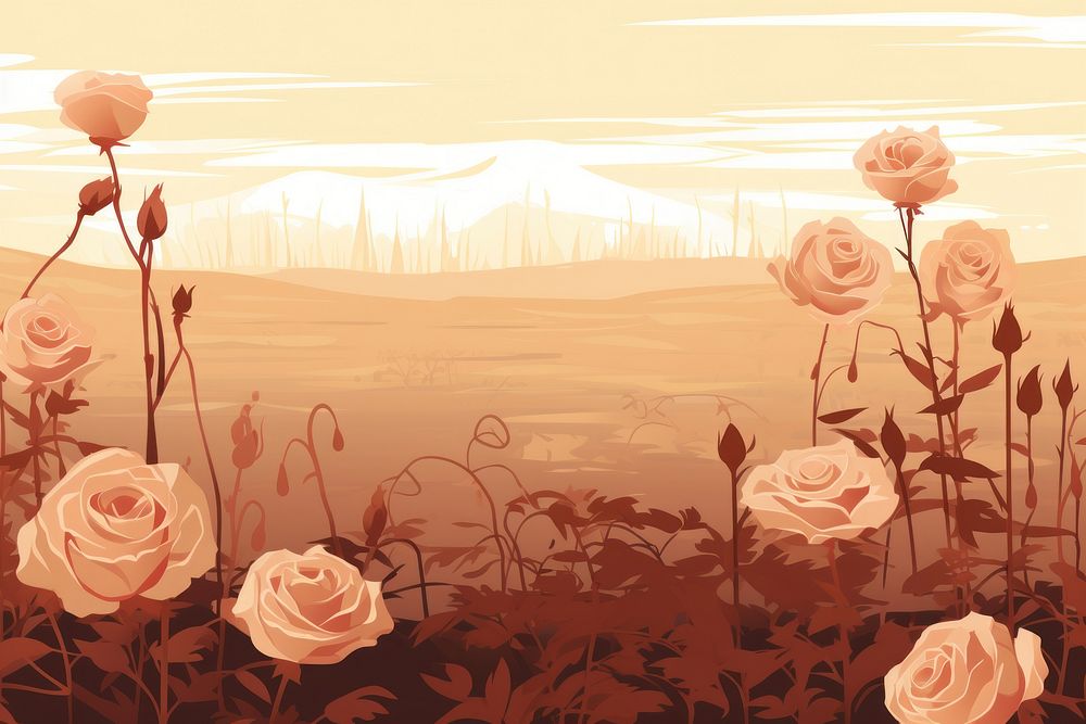 Rose field flower plant tranquility. AI generated Image by rawpixel.