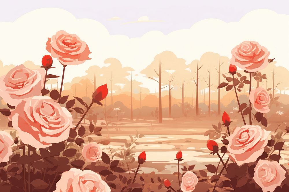 Rose garden flower plant tranquility. AI generated Image by rawpixel.