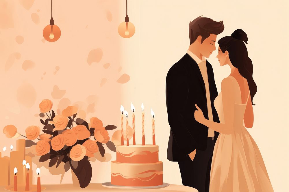 Wedding anniversary dessert candle adult. AI generated Image by rawpixel.
