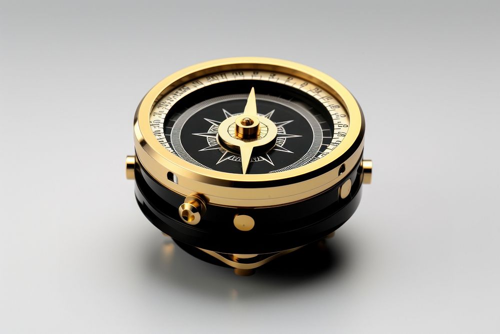 Compass wristwatch black gold. AI generated Image by rawpixel.