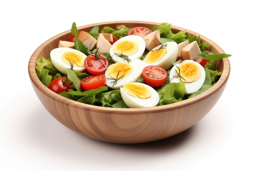 Salad bowl egg tomato. 