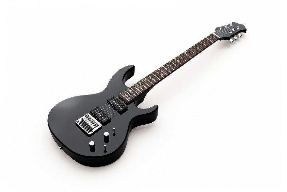 Electric guitar black white background fretboard. 